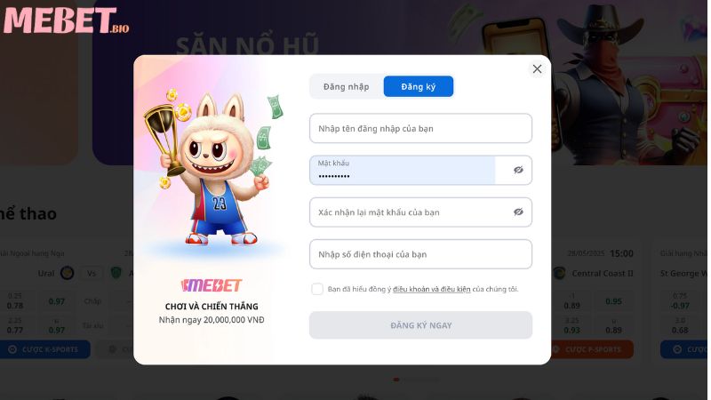 Hướng dẫn 3 bước đăng ký Mebet đơn giản