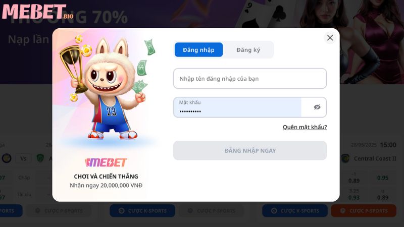 Quy trình 4 bước đăng nhập tài khoản Mebet